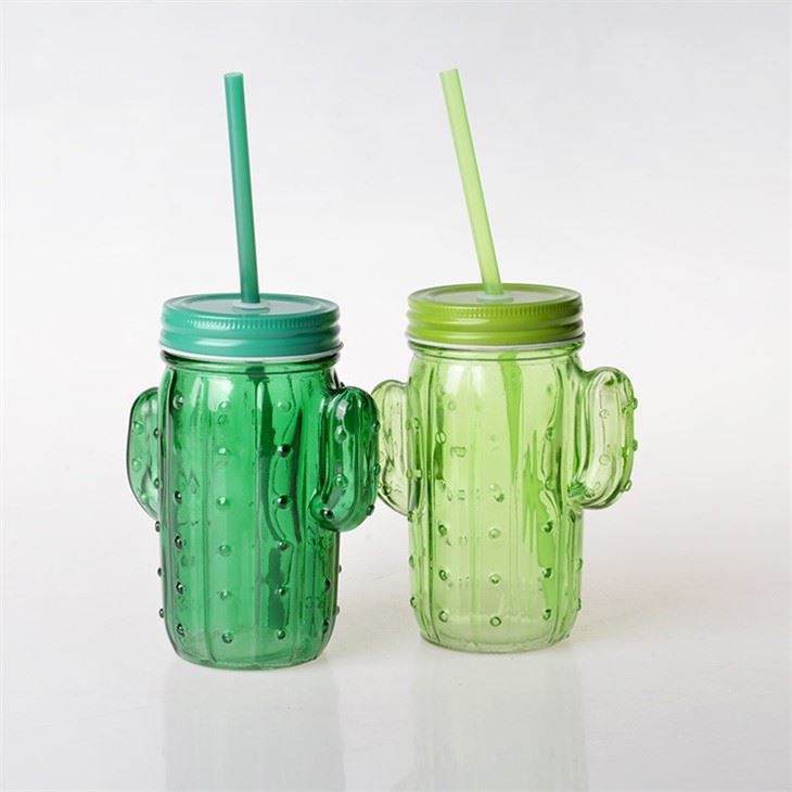 Glass Cactus Drink Bottle