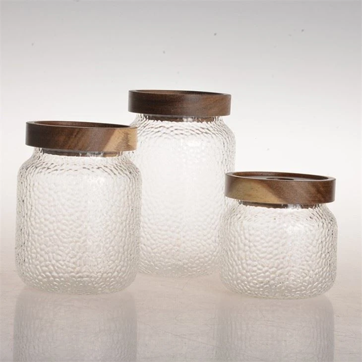 Glass Food And Spice Jars With Acacia Wood Lids