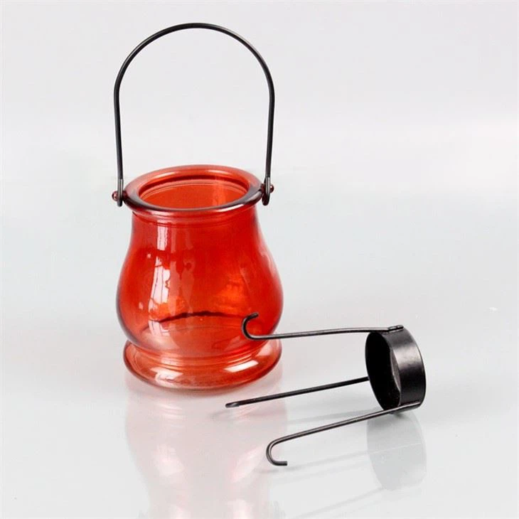 Orange Glass Candle Holder Handle
