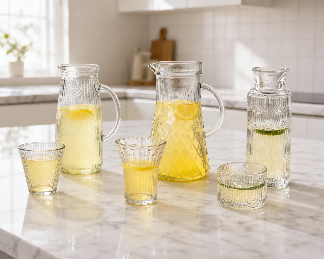 Custom glass pitchers and carafes for water, juice, and wine service Custom glass pitchers and carafes for water, juice, and wine service