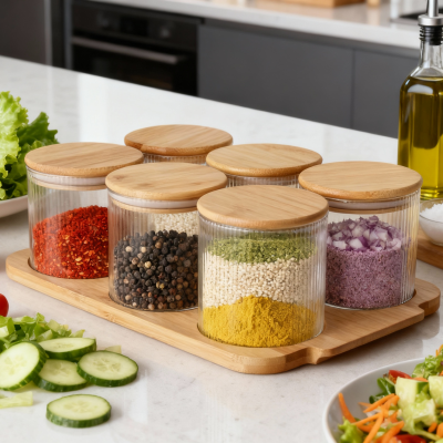 750ml 둥근 유리 용기 세트